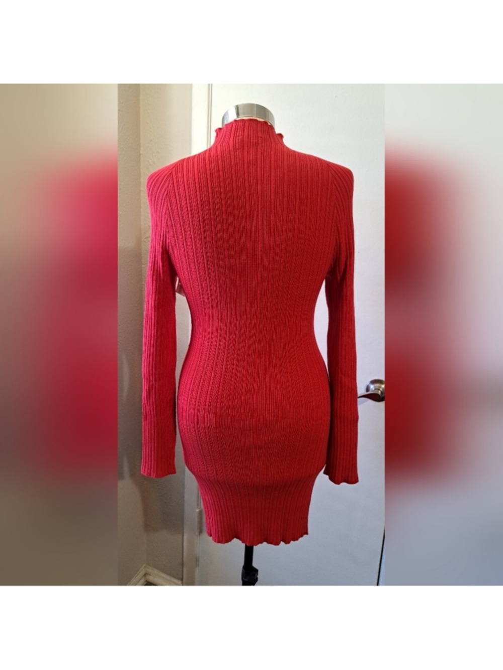 ASOS Red Ribbed Cutout Mini Dress - Picture 8 of 10